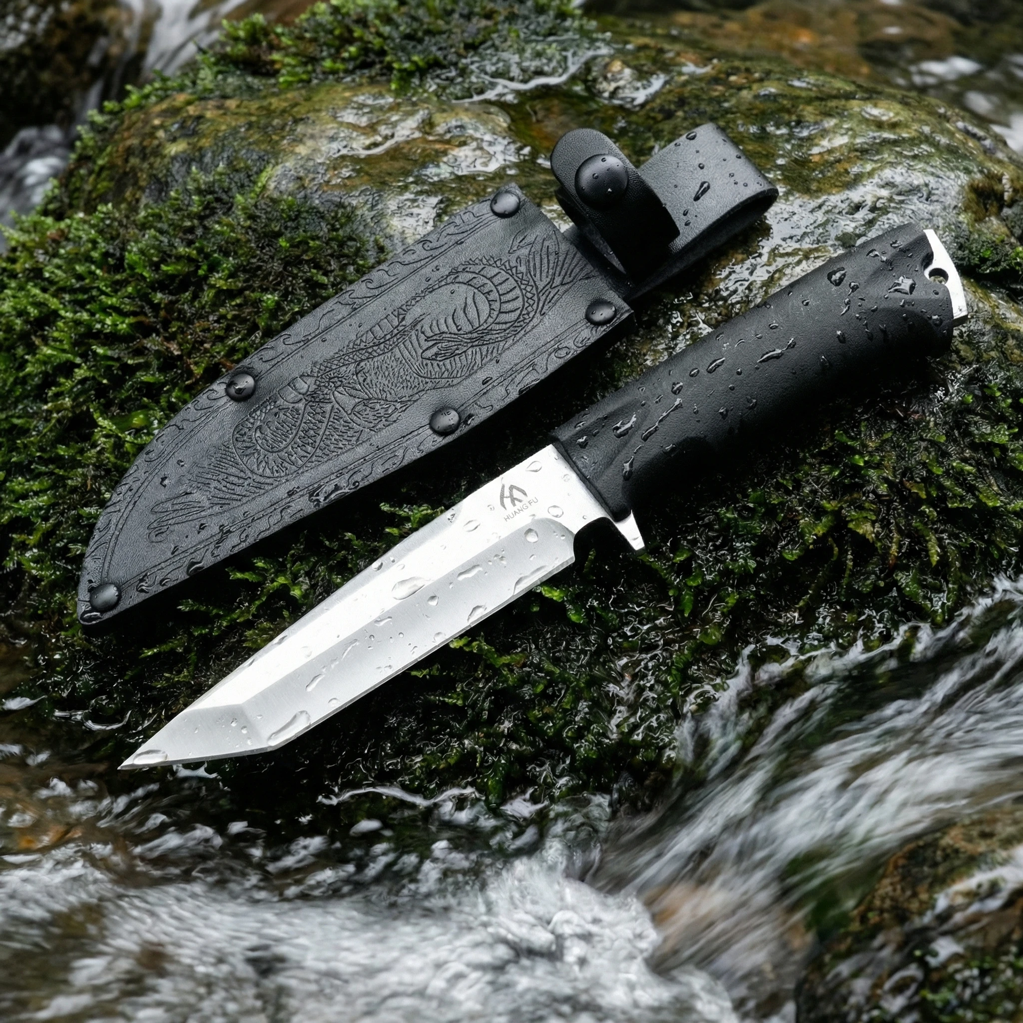 Cuchillo fijo táctico con funda, pequeño para aire libre y campo - imagen 2