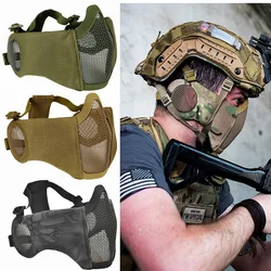 Máscara táctica Airsoft Paintball media cara plegable acero carbono