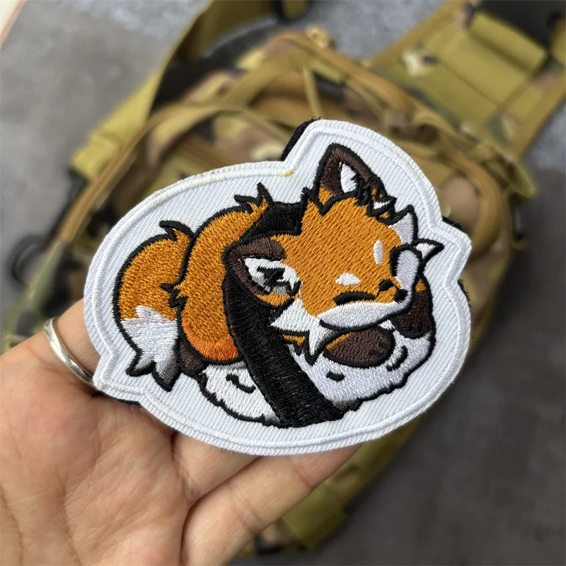 Parche de moral táctico zorro bordado con velcro para mochila