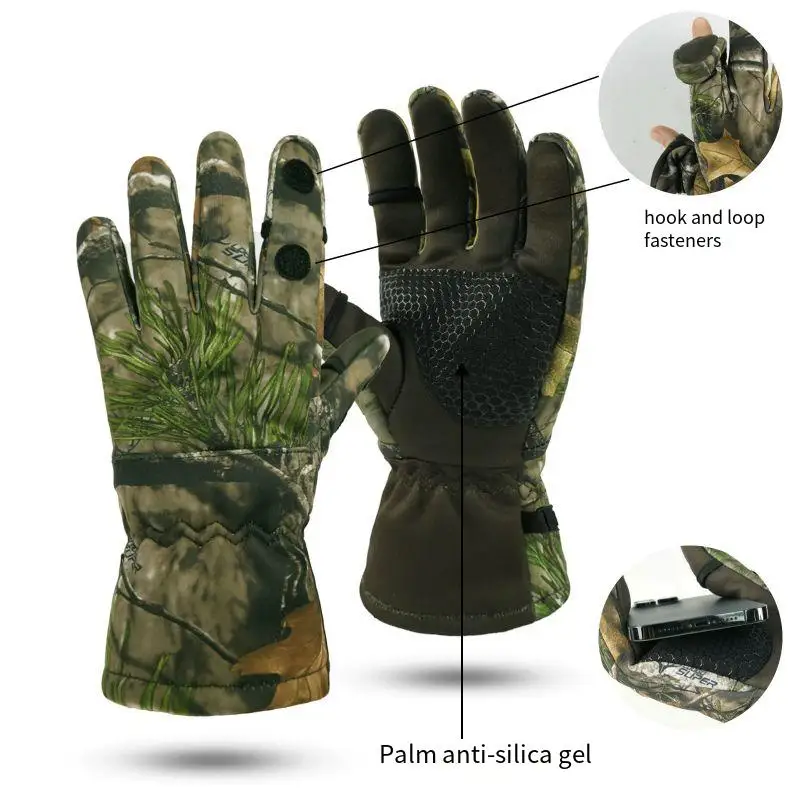 Guantes tácticos caza impermeables lana polar camuflaje