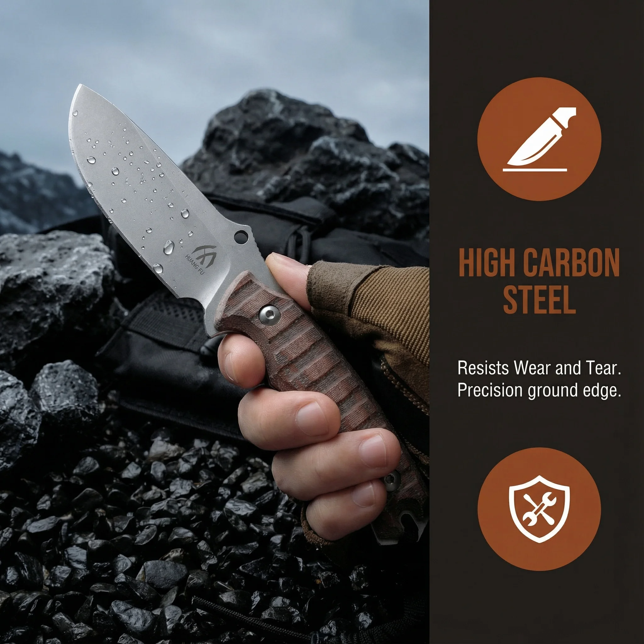 Cuchillo táctico de hoja fija G10 con funda, outdoor - imagen 3