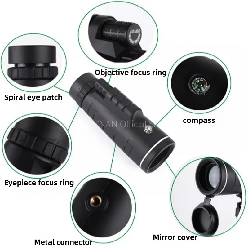 Telescopio monocular 40x zoom HD visión nocturna para caza y camping - imagen 3