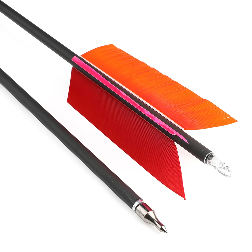 Flechas de carbono con nock y pluma de pavo para tiro con arco - imagen 2
