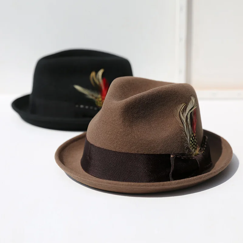 Sombrero fedora de fieltro de ala ancha estilo jazz - imagen 5