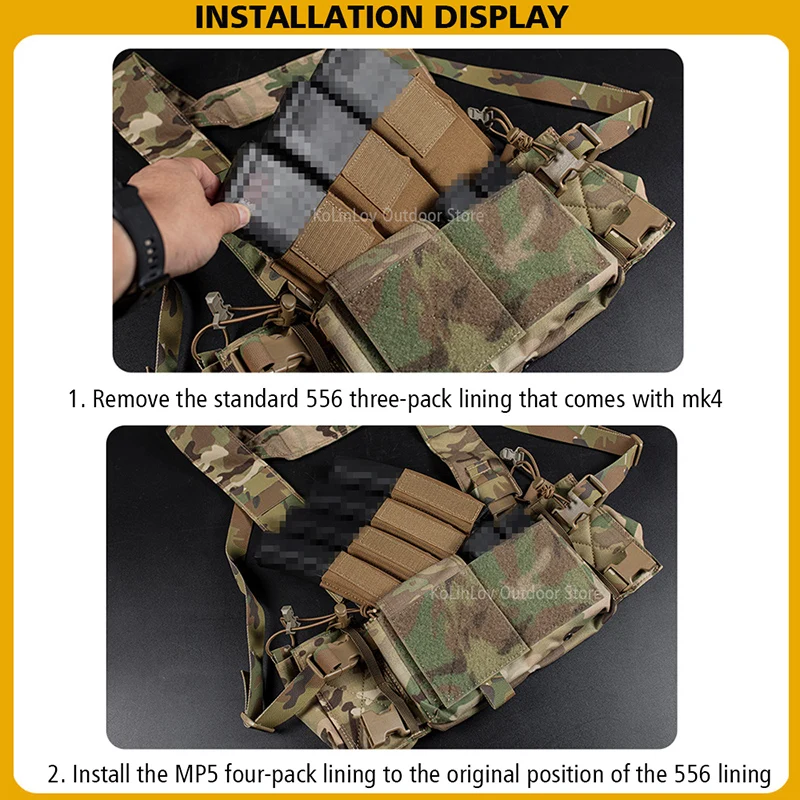 Chaleco táctico ligero MK4 con portacargadores MP5 y aparejo de pecho - imagen 3