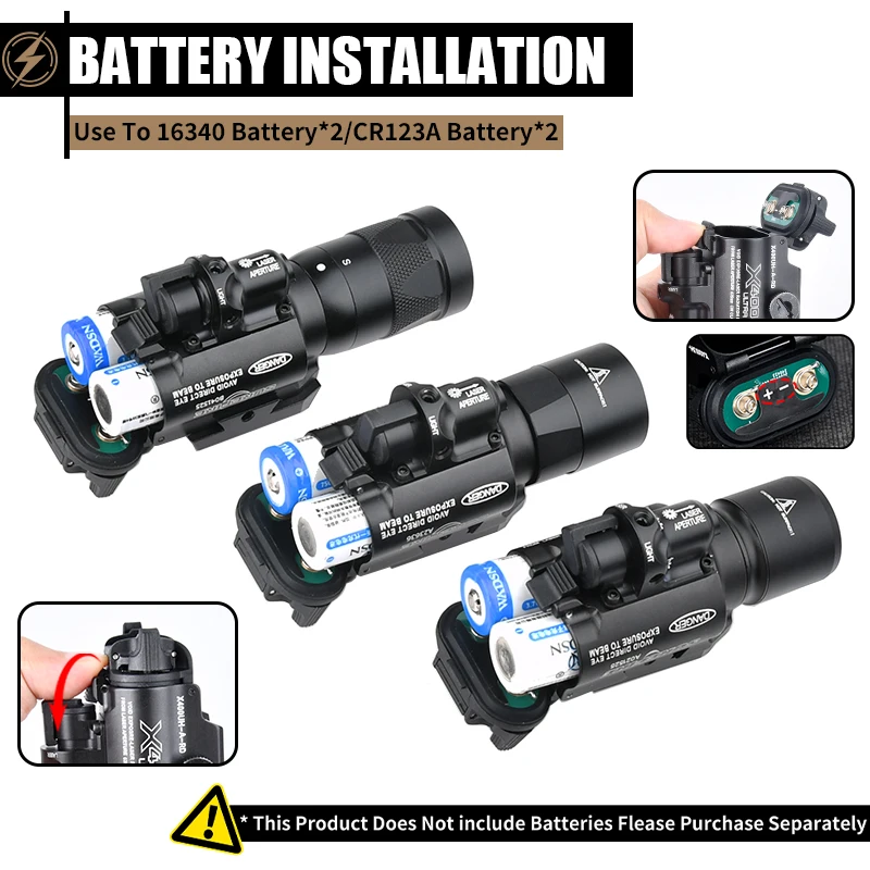 Linterna táctica WADSN SureFire para pistola con láser rojo y verde - imagen 2