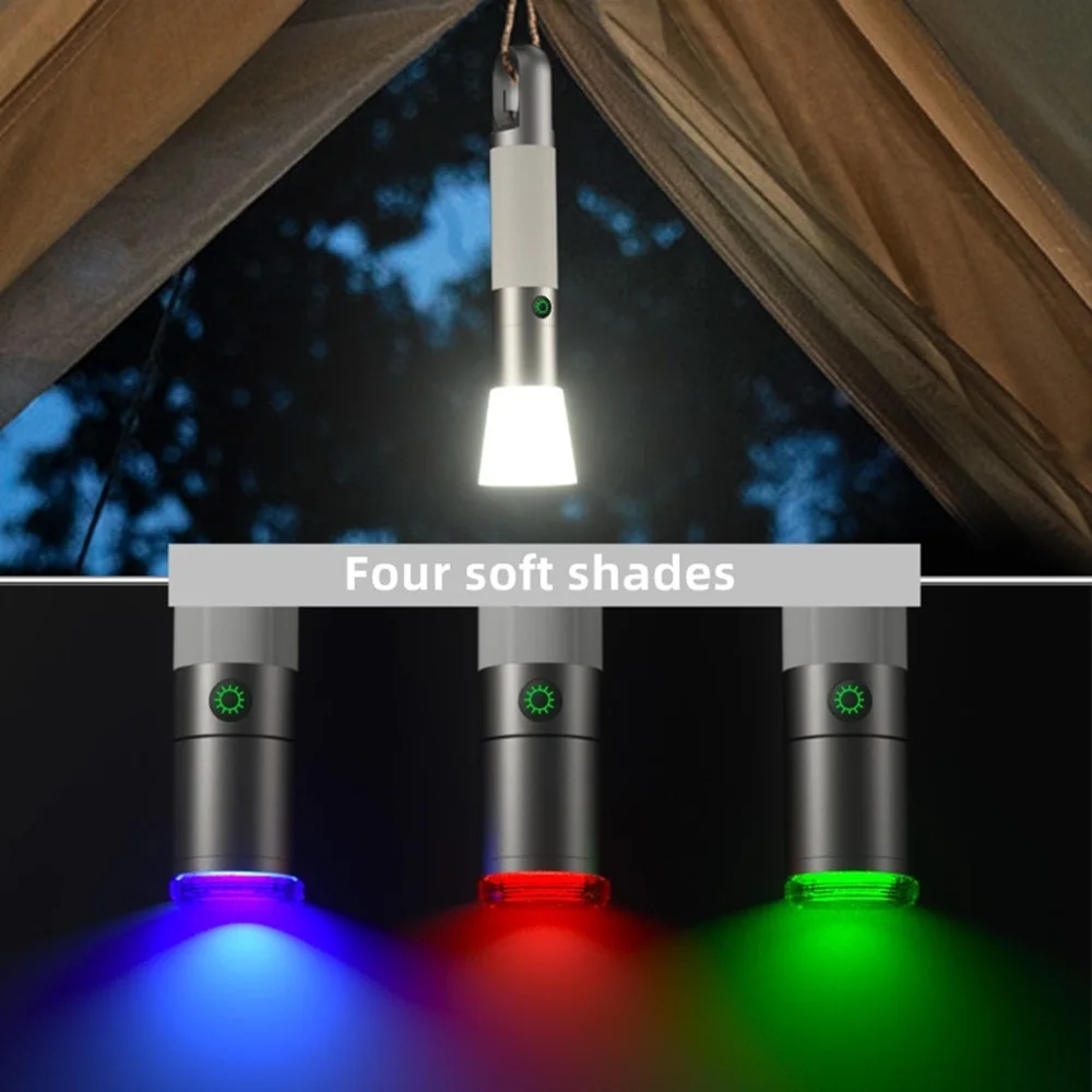 Linterna LED táctica COB con zoom y luz multicolor USB recargable - imagen 2