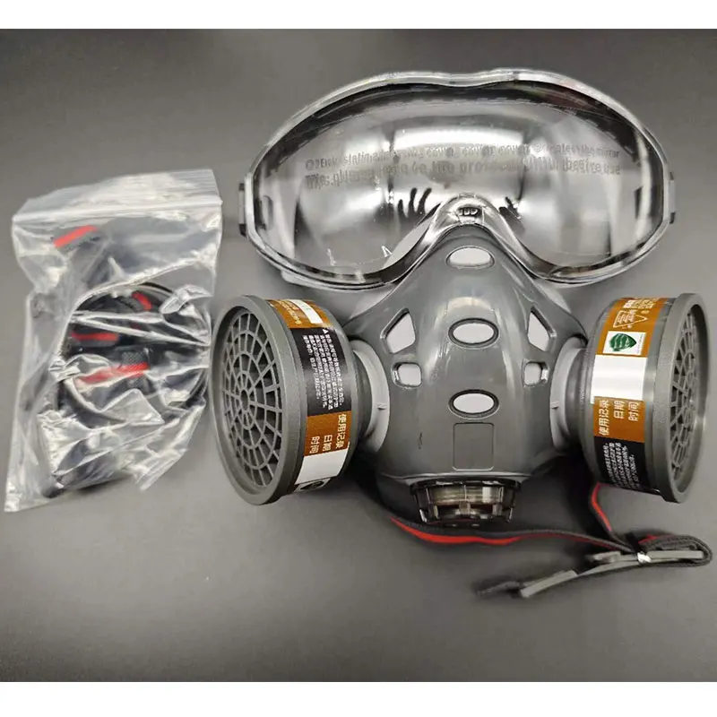 Respirador media cara con gafas protección pintura polvo pesticidas - imagen 2
