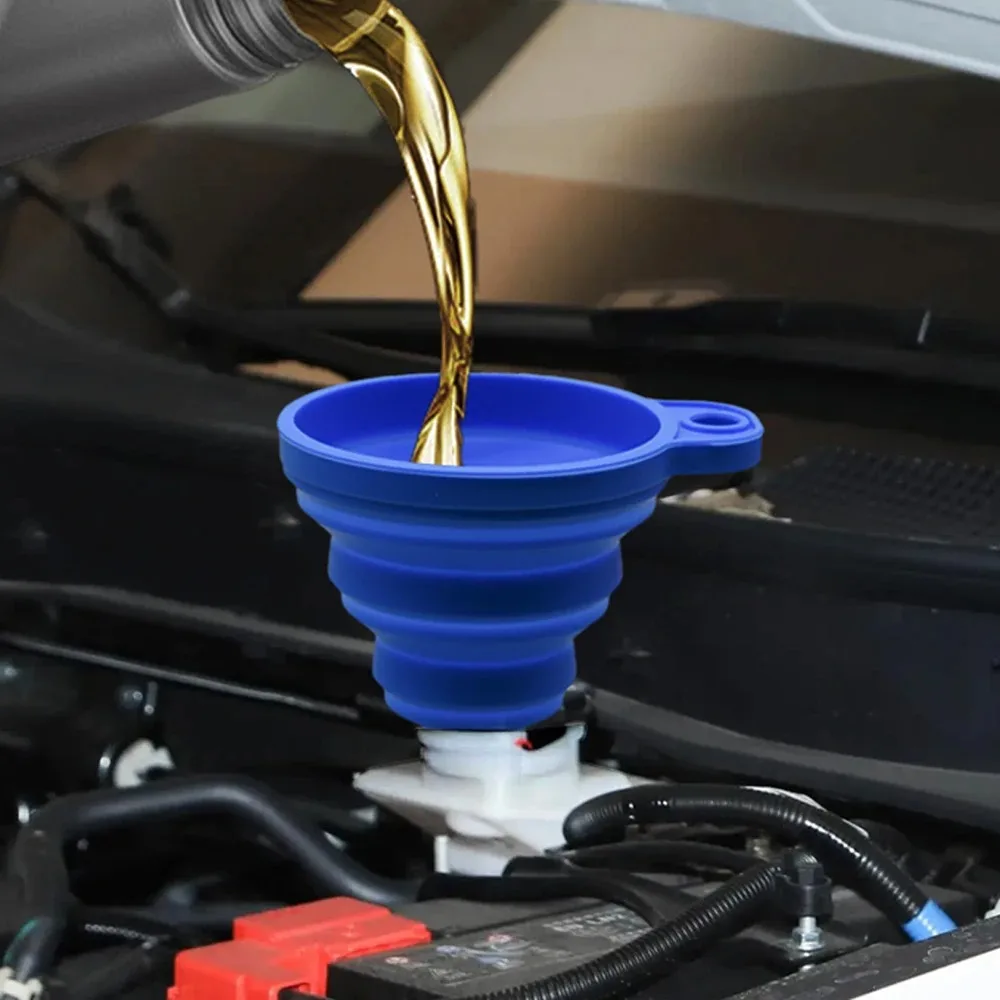 Embudo de silicona para aceite y líquidos del motor, plegable