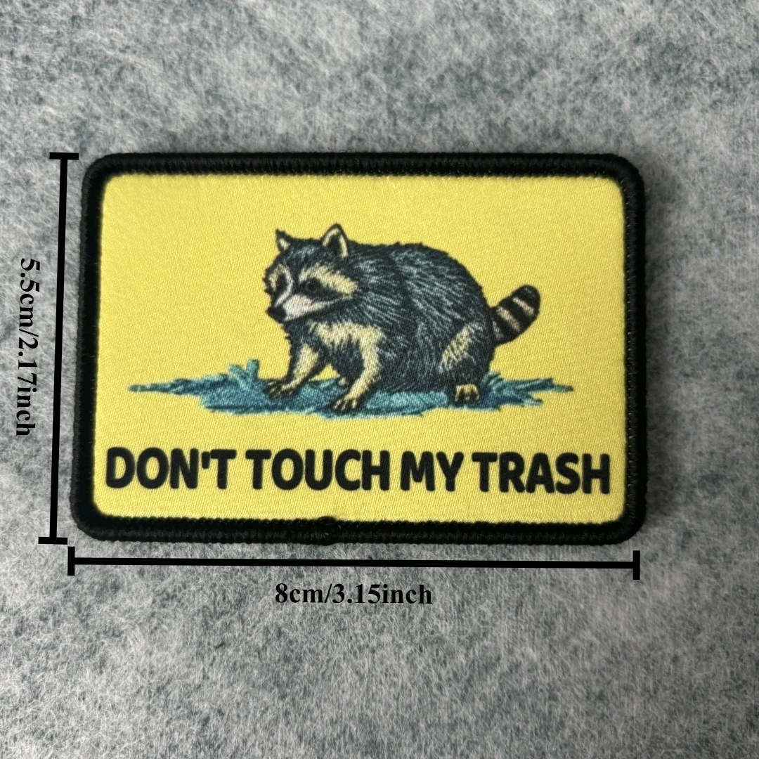 Parche Velcro impreso mapache Don't Touch My Trash para mochila - imagen 5