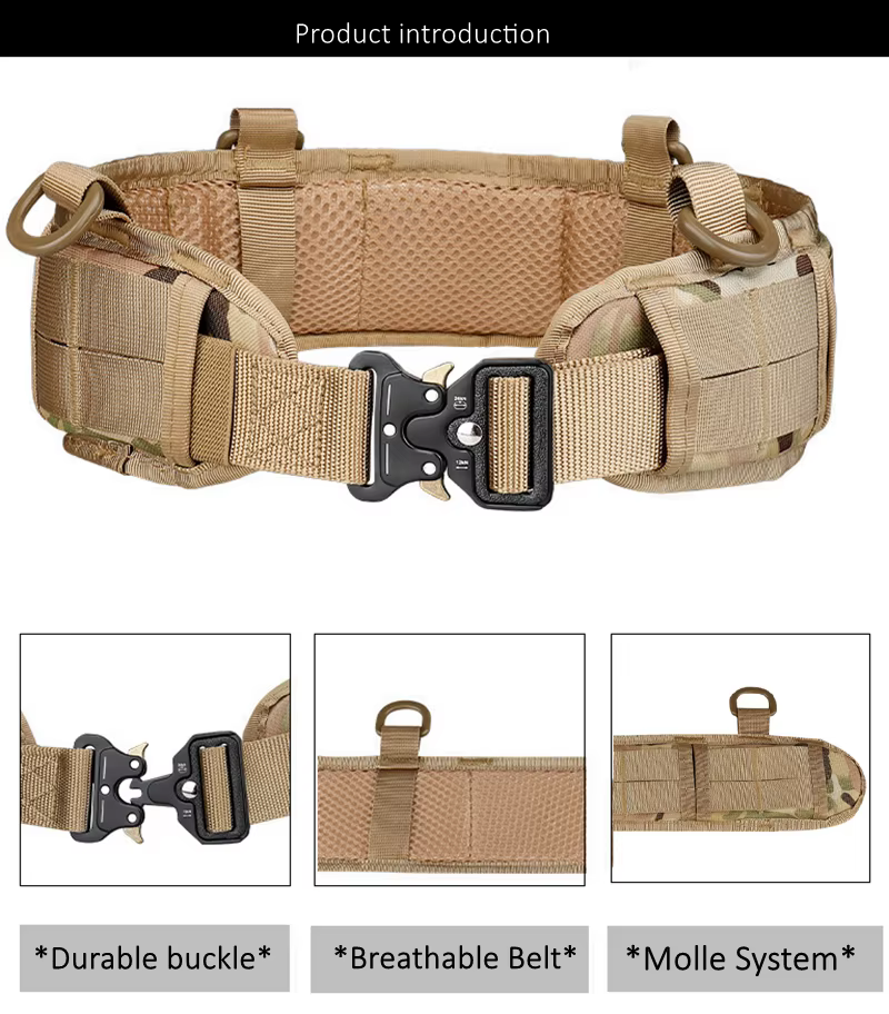 Cinturón táctico acolchado con diseño MOLLE