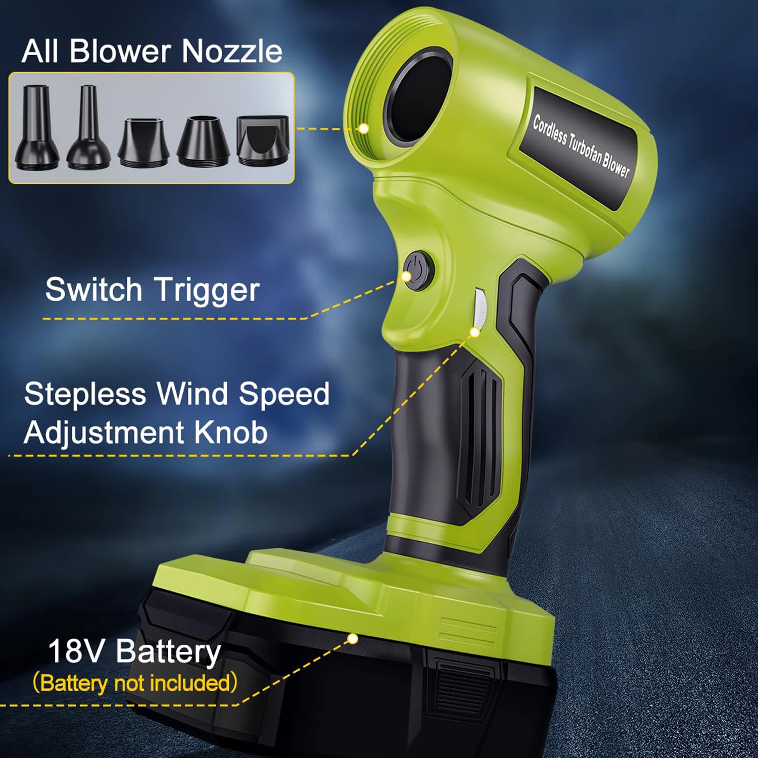 Soplador de hojas inalámbrico TF05 sin escobillas 18V Ryobi 130000 RPM - imagen 4