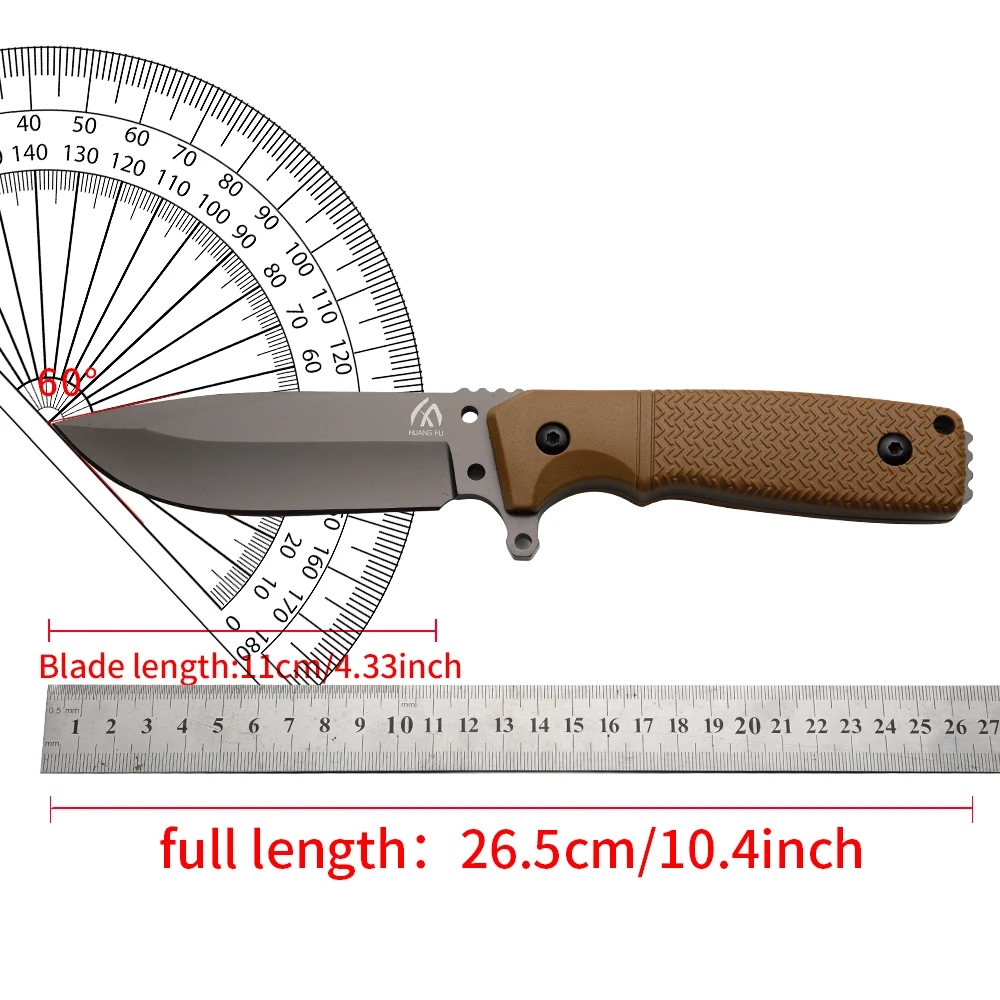 Cuchillo fijo táctico acero alta calidad para exterior con funda - imagen 3