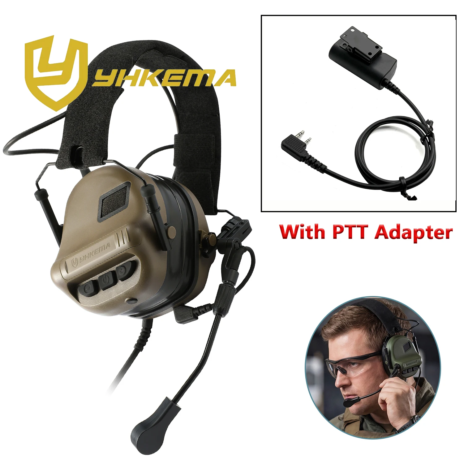 Auriculares tácticos YHKEMA E70 – Reducción de ruido con micrófono - imagen 3