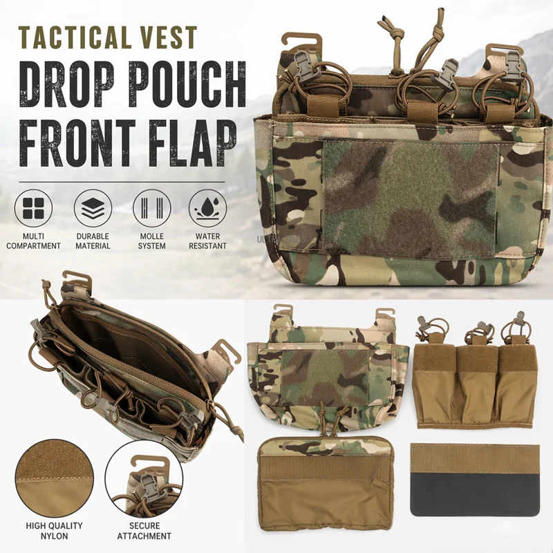 Chaleco táctico portaplacas con bolsillo frontal y bolsa colgante - imagen 3