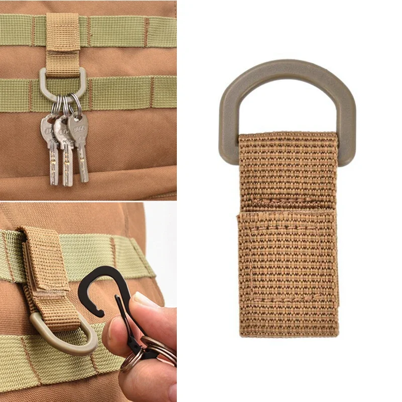 Mosquetón táctico MOLLE con clip de cinta, sujeción para mochila