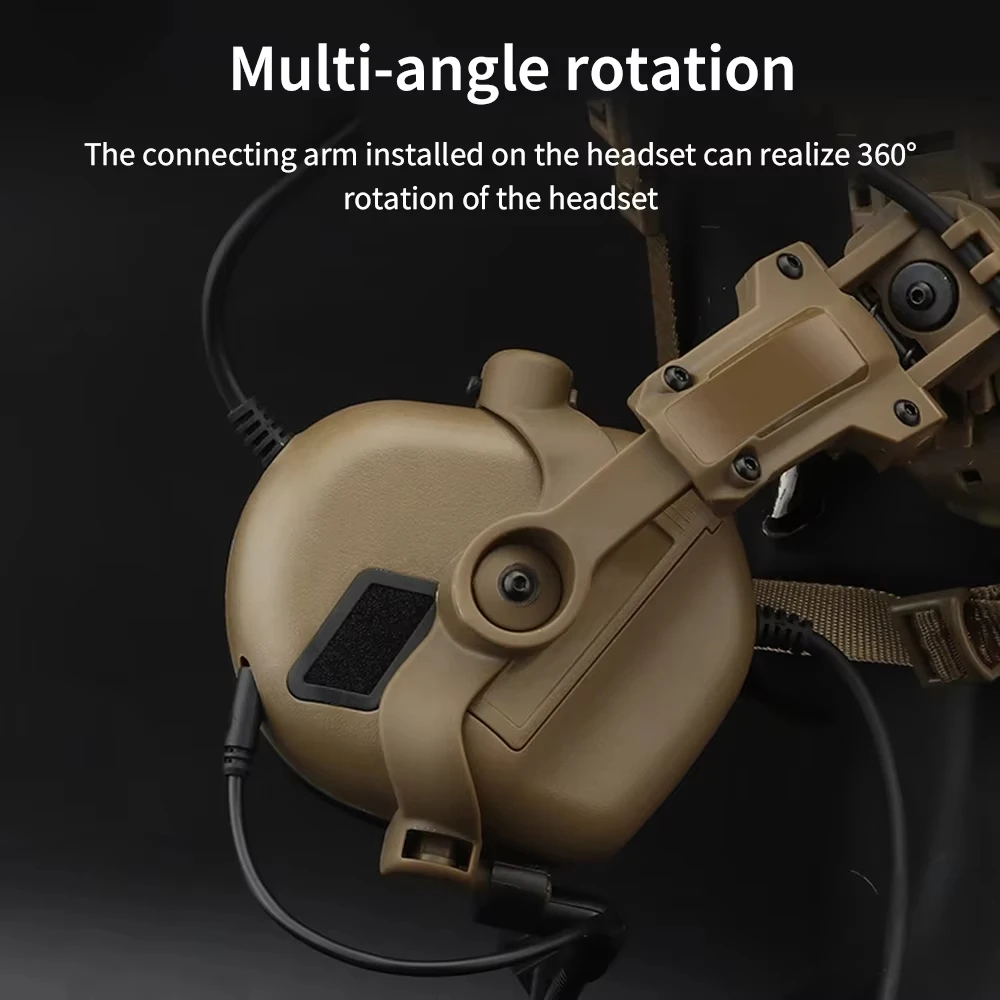 Adaptador riel para casco táctico con soporte auriculares Airsoft