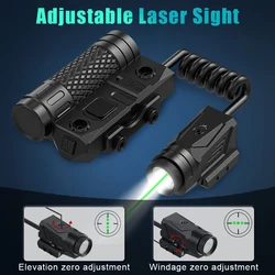 Linterna táctica para pistola con mira láser verde recargable