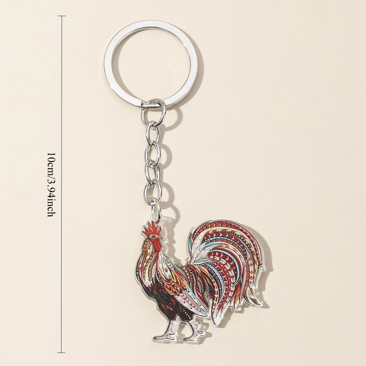 Llavero de acrílico 3D con figura de gallina para llaves y mochila