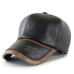 Gorra snapback retro piel sintética negra ajustable con costuras