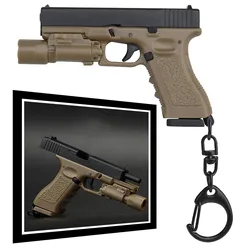 Llavero táctico G17 mini de pistola con linterna, cargador y palanca