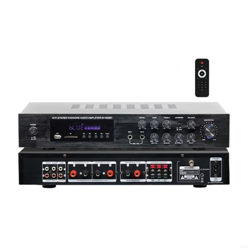 Amplificador CACAZI AV628BT con carcasa metálica negra