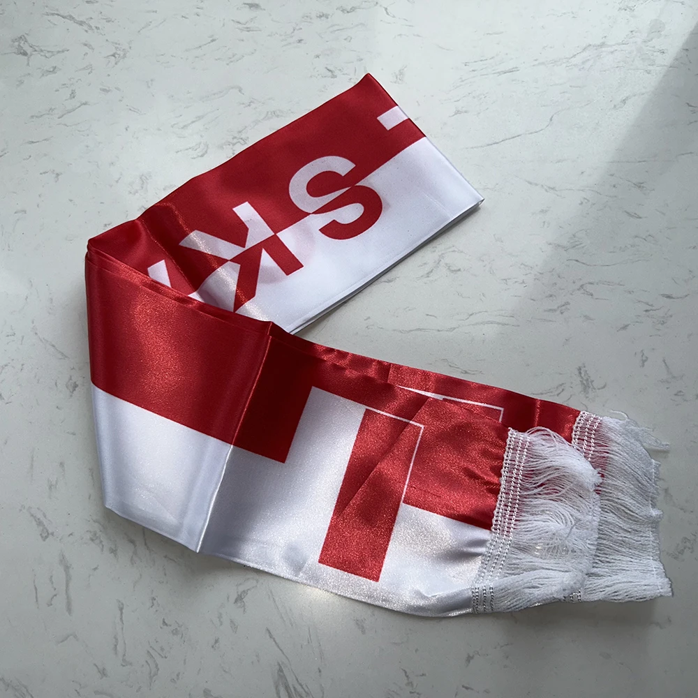 Bufanda de fútbol Polonia satén estampada doble cara con borlas - imagen 4