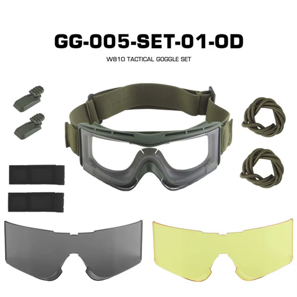 Gafas tácticas W810 protectoras antiviento antipolvo 3 lentes – Tiro Motocross - imagen 3