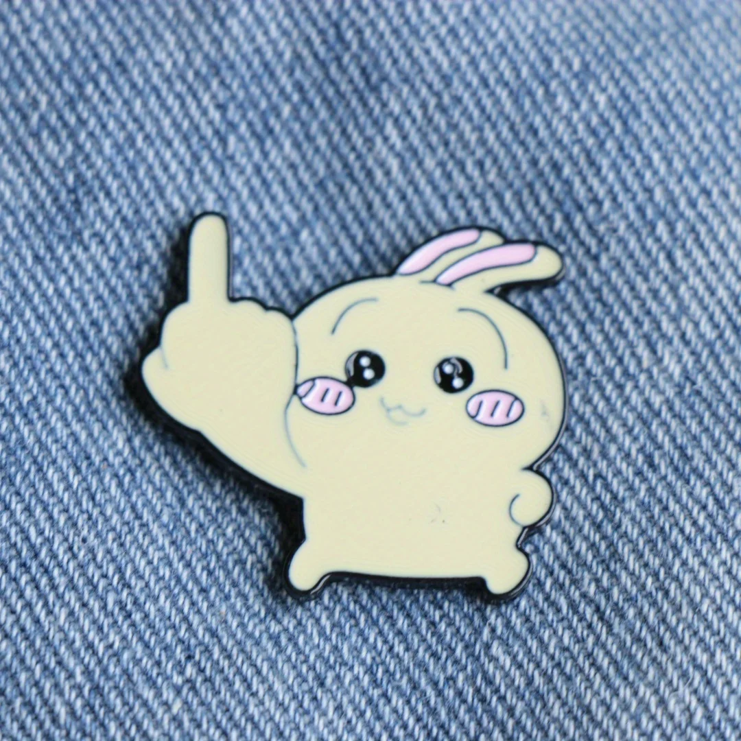 Broche esmaltado metal conejo caricatura para solapa y mochila - imagen 3