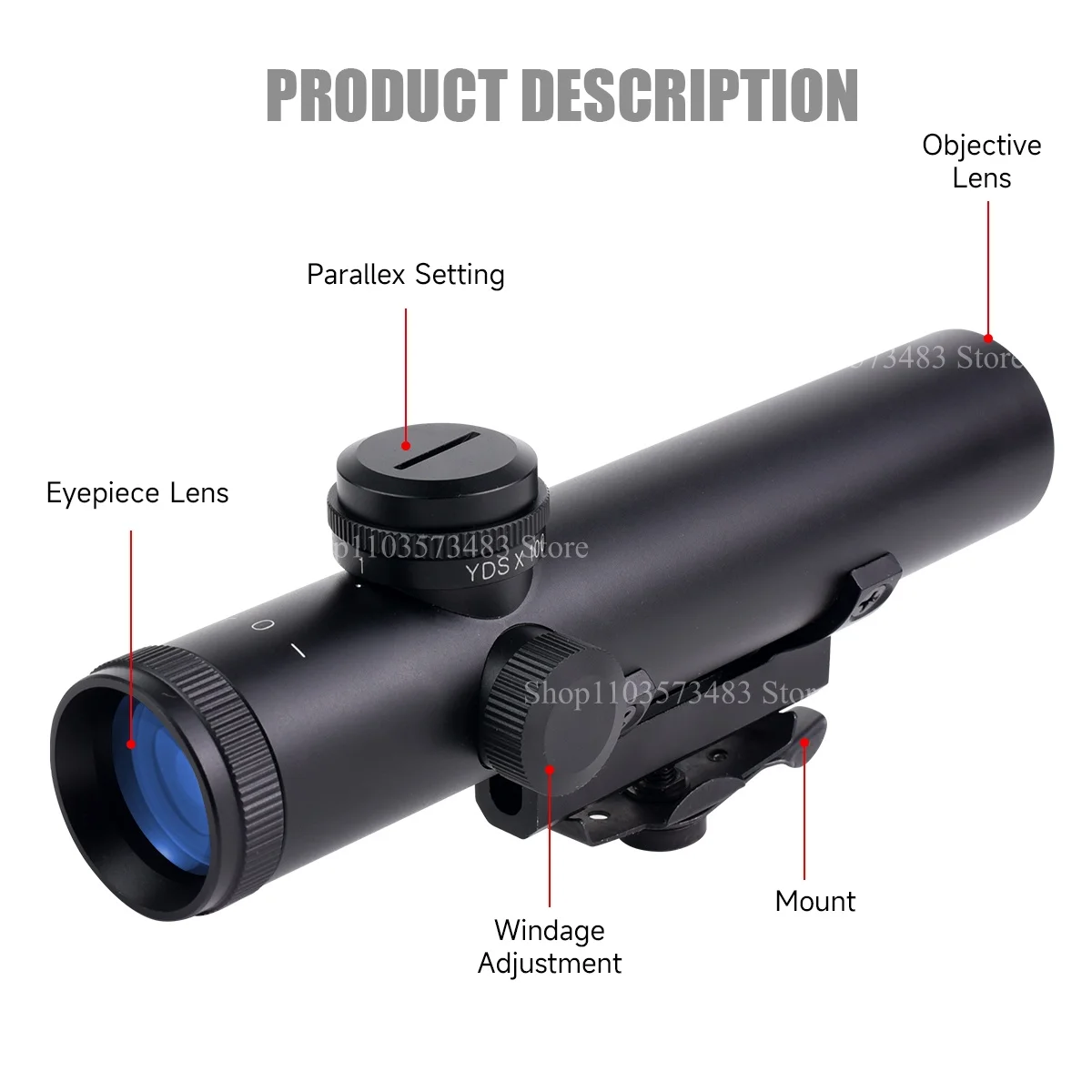 Mira telescópica 4x Mil-Dot BDC HD retro para M4/M16 - imagen 4