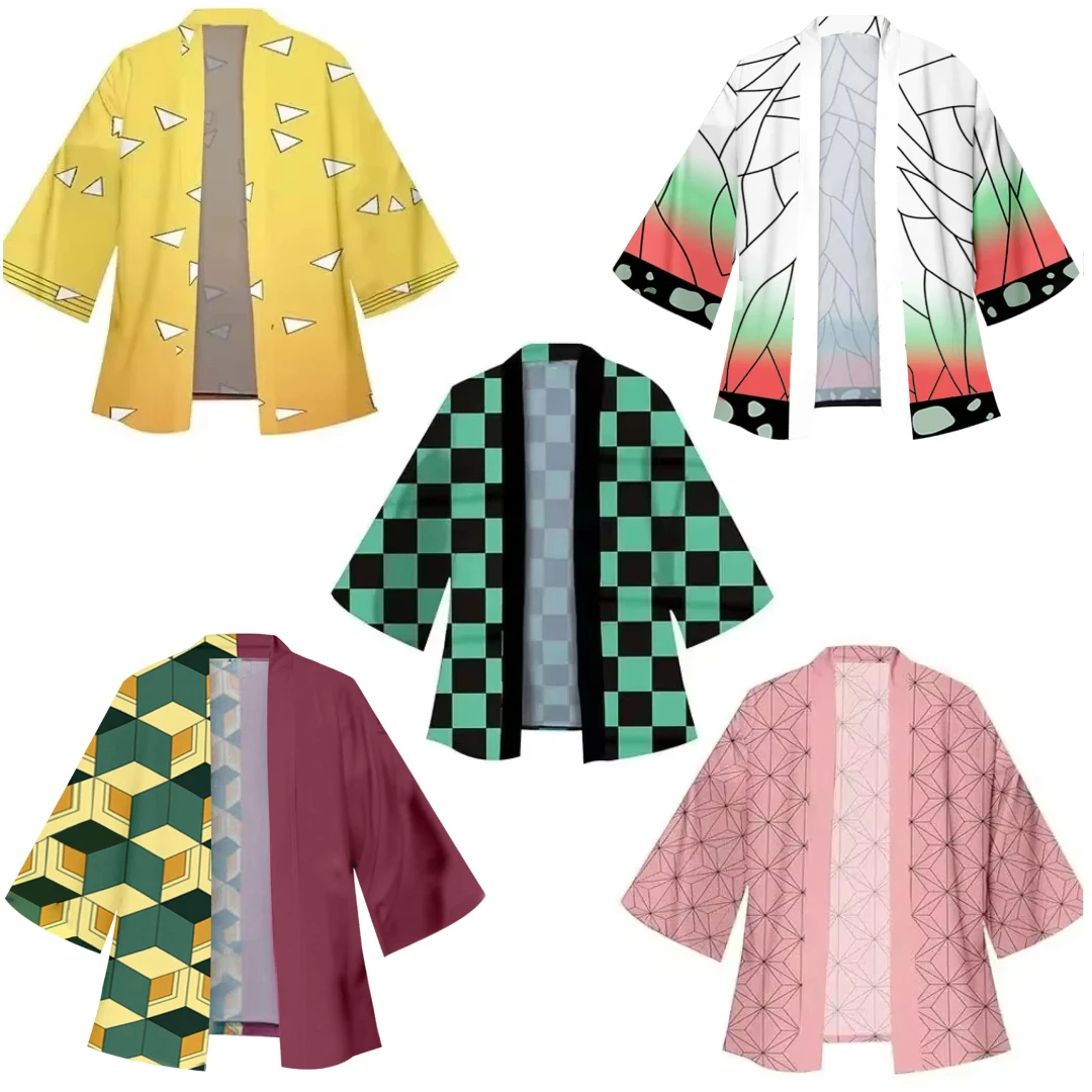 Kimono cosplay japonés Kochou Shinobu y Tanjirou Kamado haori - imagen 4