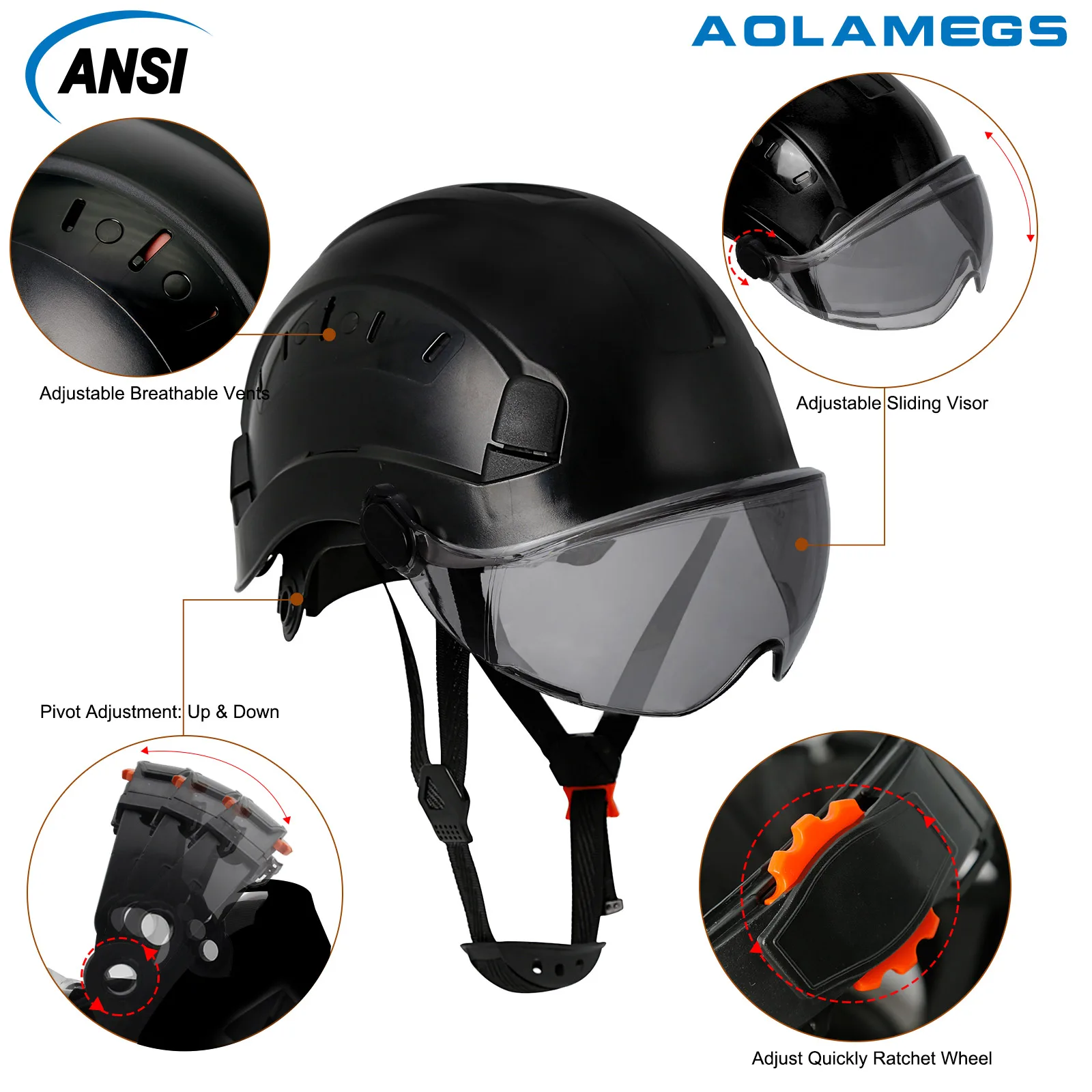 Engineer Casco de seguridad ANSI/CE ABS con gafas integradas - imagen 2