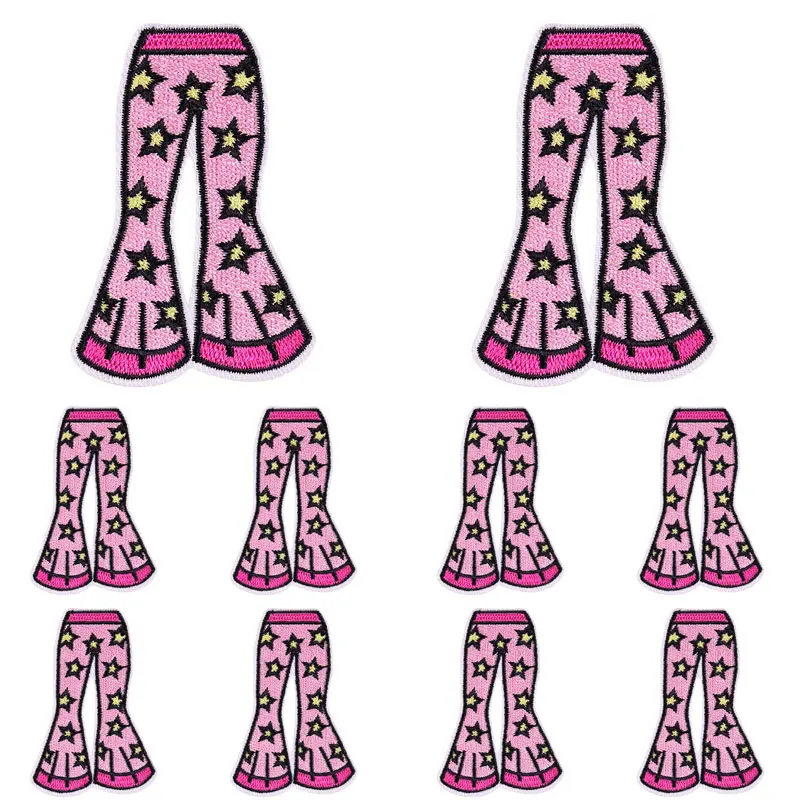 Parche bordado rosa dibujos animados para coser mariposa leopardo