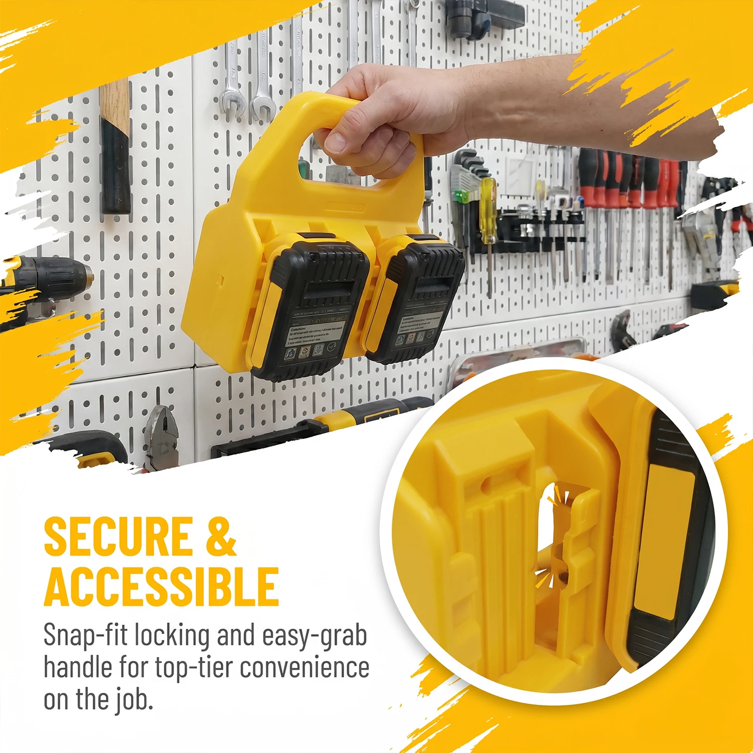 Soporte para baterías Dewalt 18V/20V con asa, portátil - imagen 5