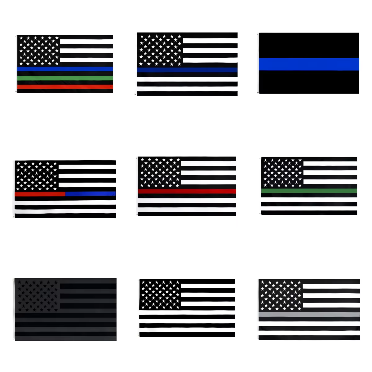 Bandera conmemorativa policía primera respuesta EEUU azul rojo negro