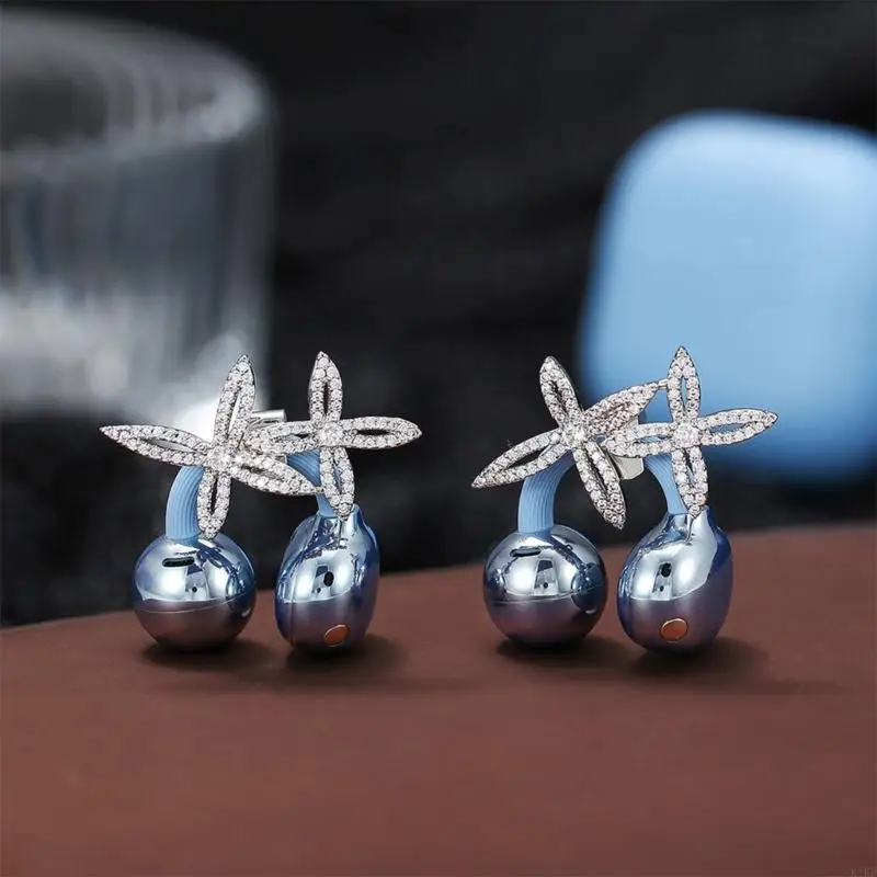 Clips decorativos para auriculares – Adorno floral con pedrería - imagen 3