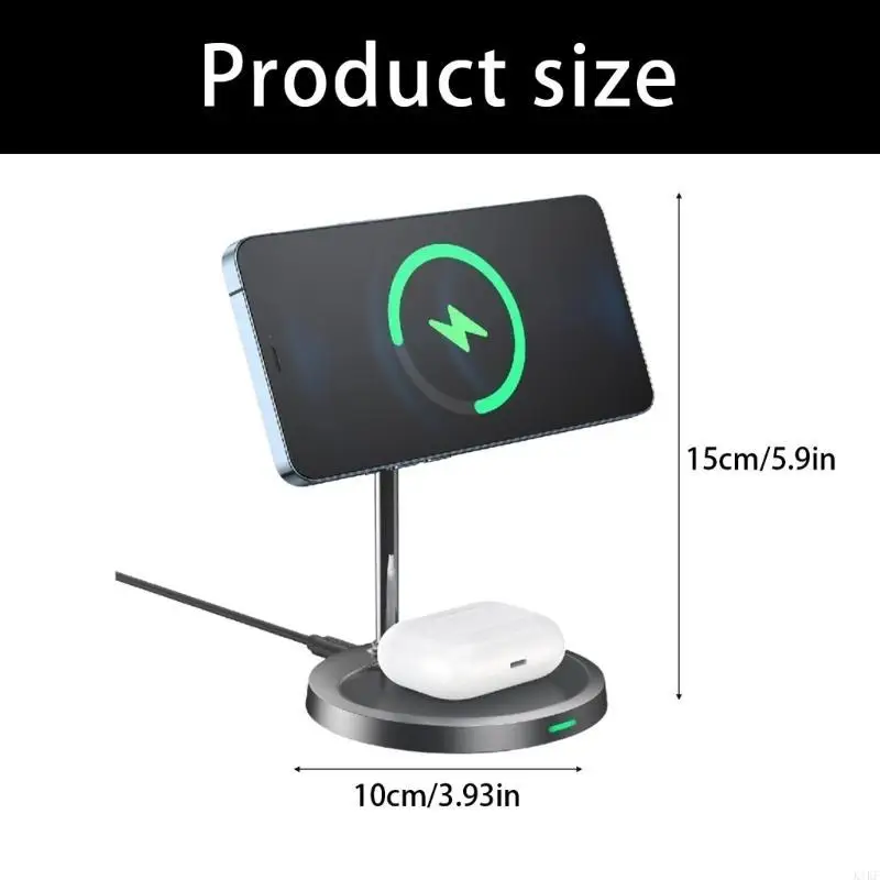 Cargador inalámbrico magnético carga rápida con soporte ajustable - imagen 4