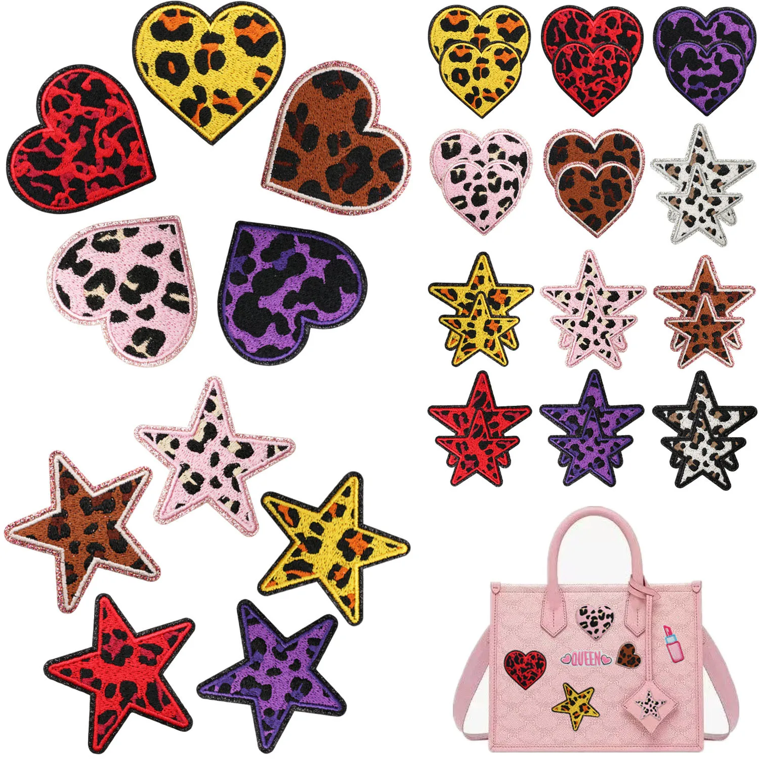 Parche bordado leopardo con borde brillante corazón para chaqueta - imagen 5