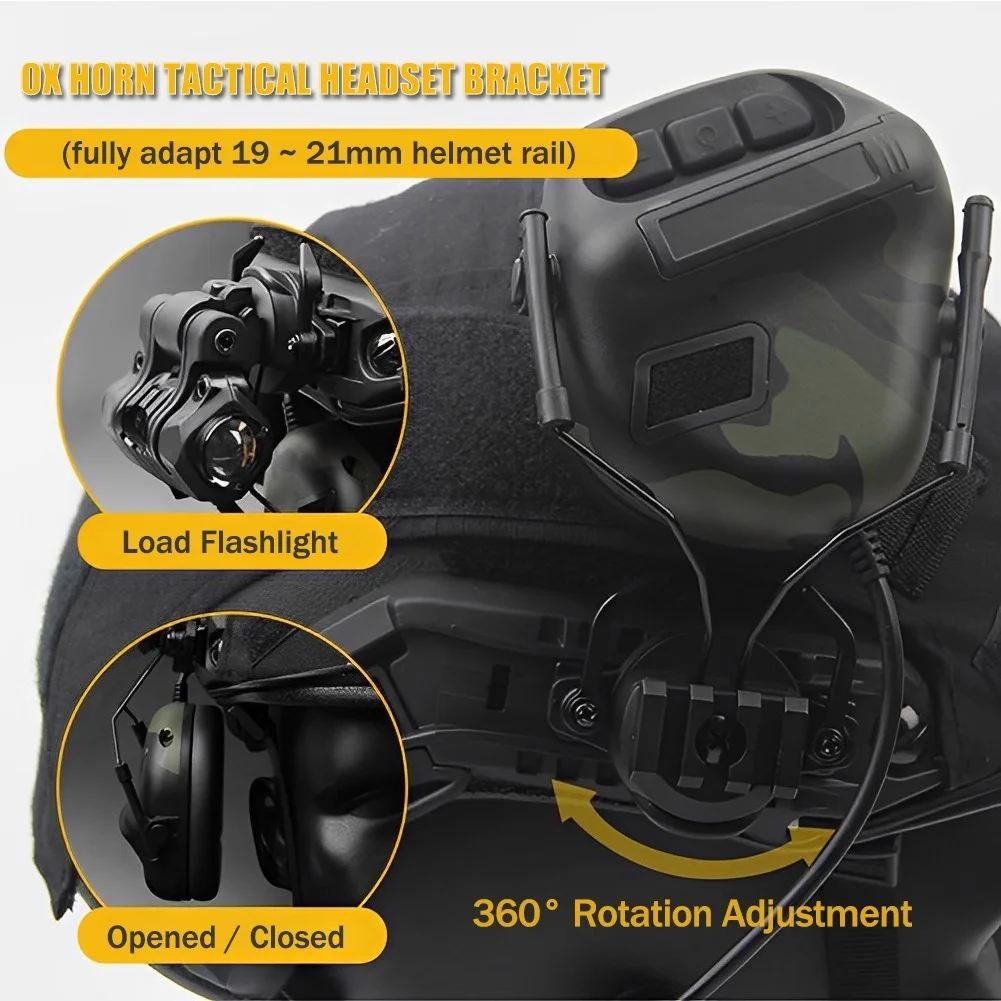 Casco táctico Airsoft negro rápido con auriculares y cubrecuello - imagen 4