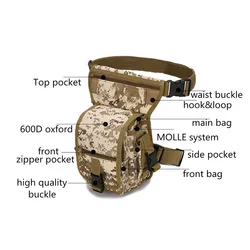 Bolsa táctica para pierna nailon impermeable, correa ajustable muslo