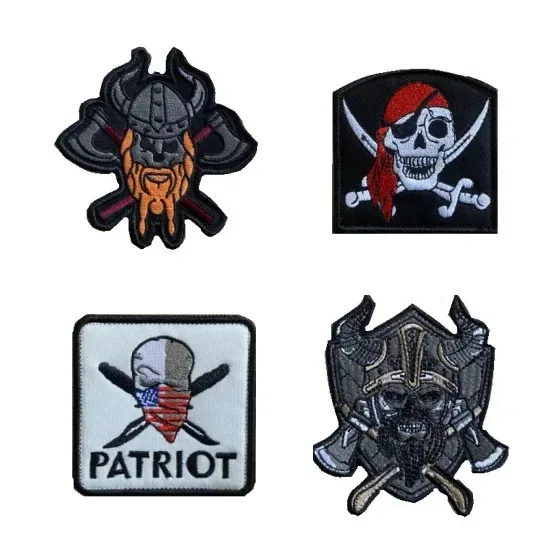 Parche bordado calavera patriota máscara bandera EE. UU. con velcro - imagen 4