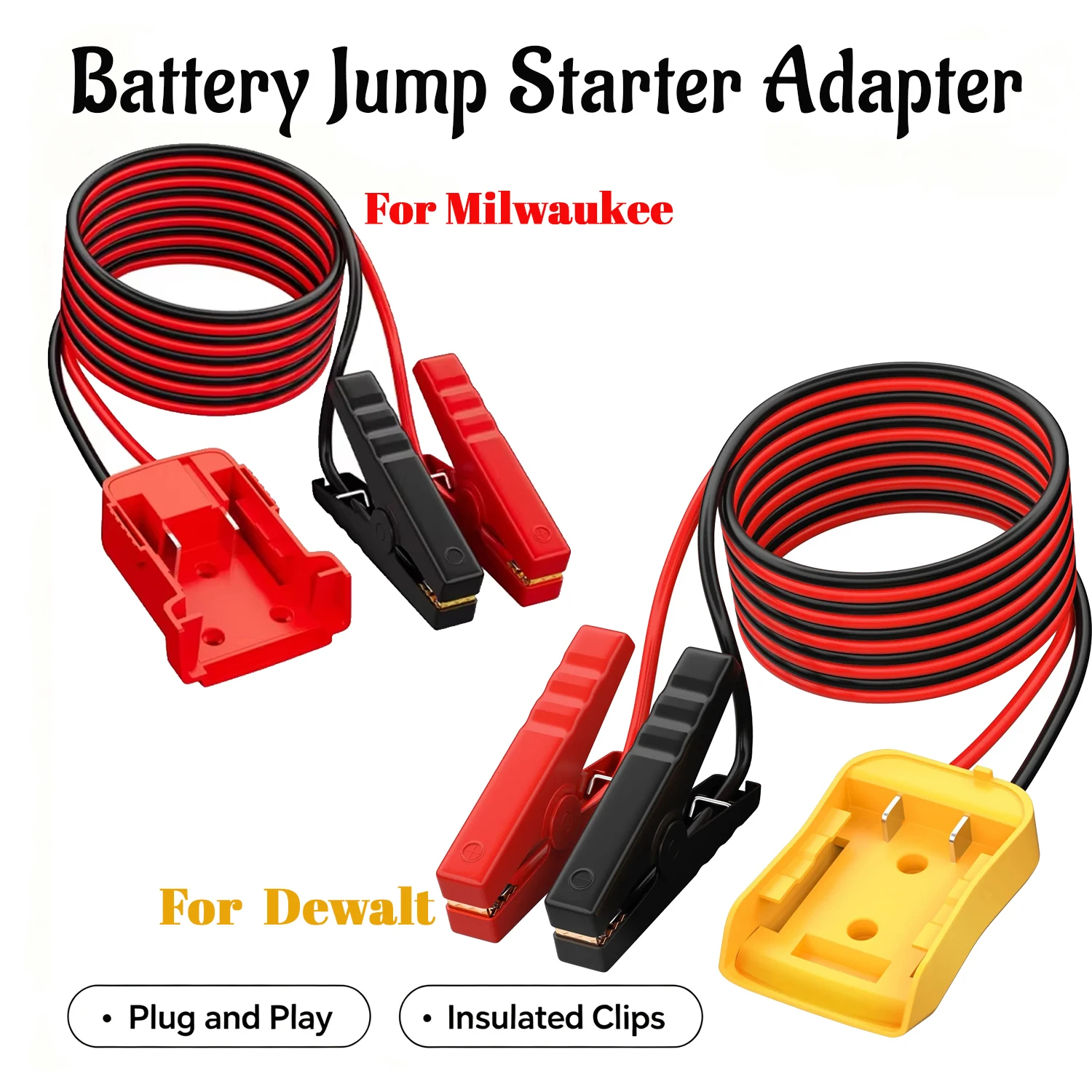 Cable adaptador arranque batería Milwaukee Dewalt cocodrilo - imagen 2