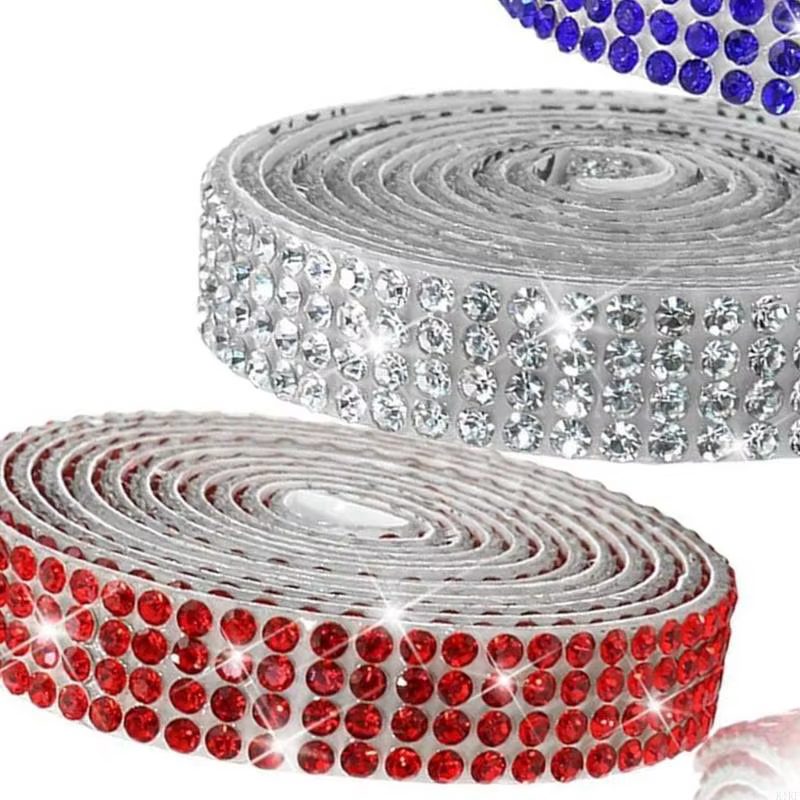 Cinta adhesiva diamantes imitación rojo, blanco y azul – Estrellas - imagen 4