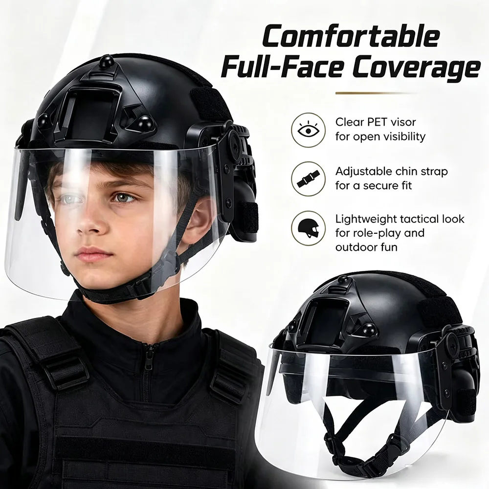 Casco táctico infantil MICH con soporte NVG y luz LED para cosplay - imagen 5