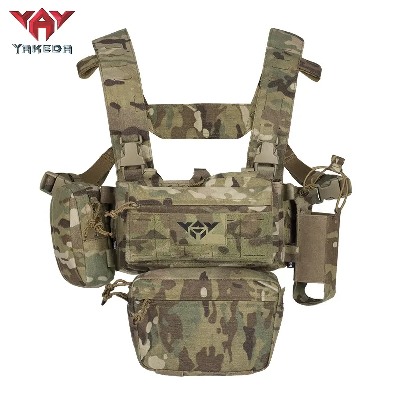 YAKEDA Chaleco táctico MOLLE con plataforma de pecho y funda - imagen 2