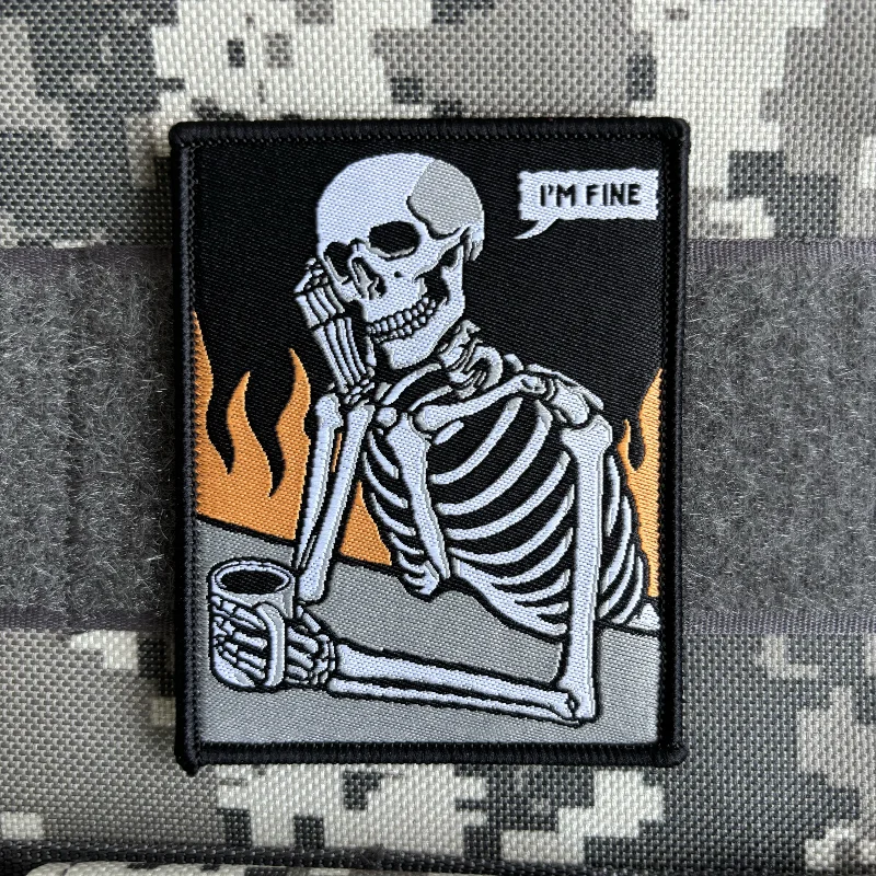 Parche táctico bordado calavera fina con velcro para mochila militar