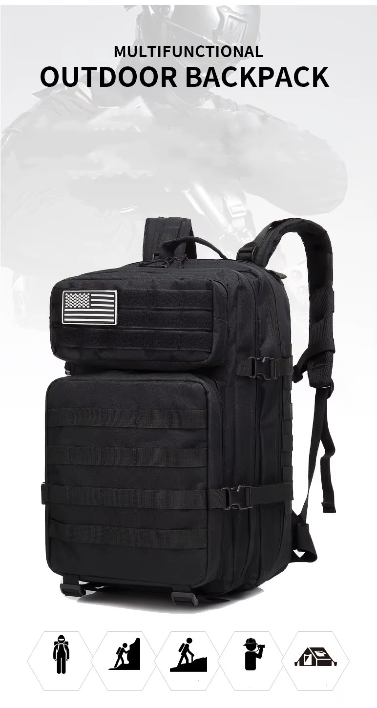 Mochila táctica impermeable multicolor NANFOO vista frontal