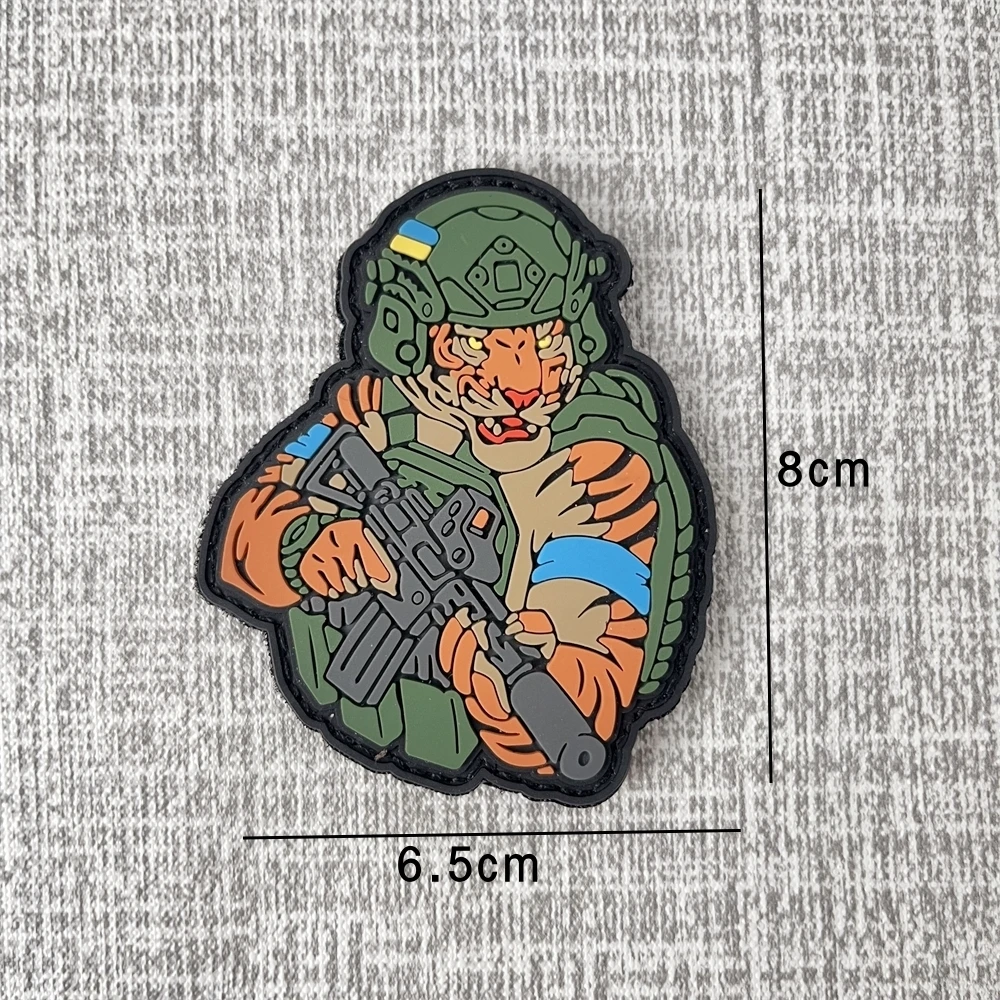 Parche táctico de PVC con diseño de tigre ucraniano