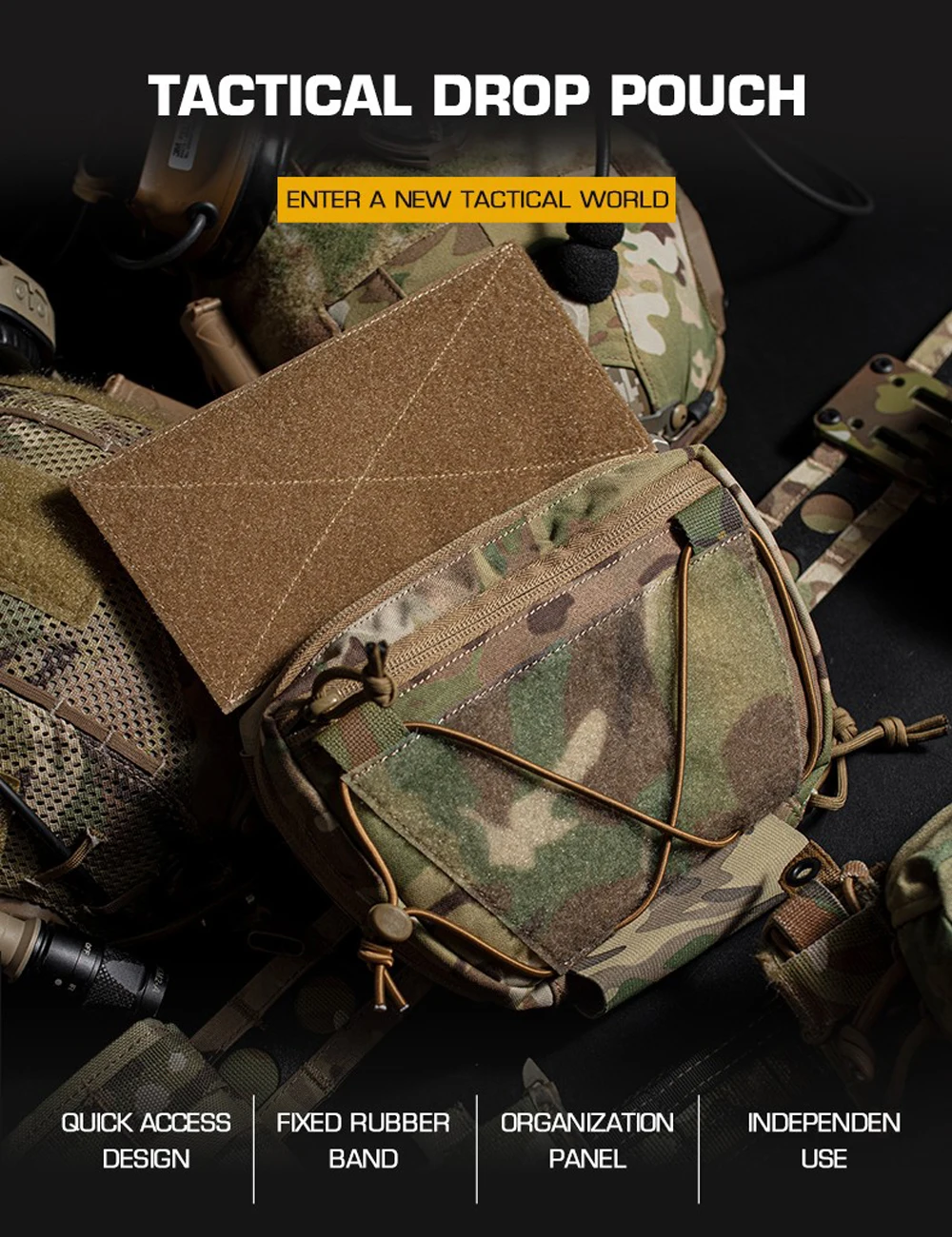 Chaleco táctico subabdominal en color negro mate