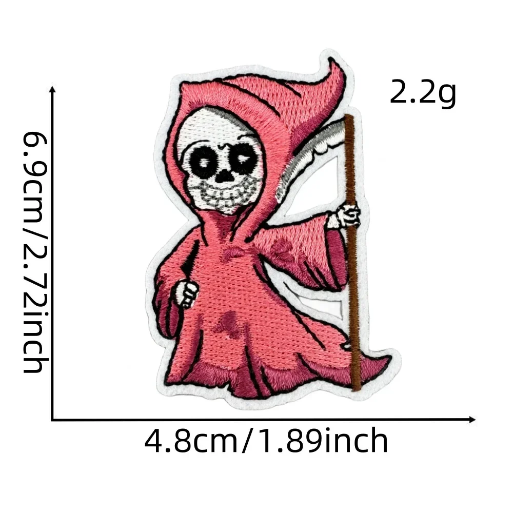 Parche bordado termoadhesivo calavera rosa Halloween para niñas - imagen 2
